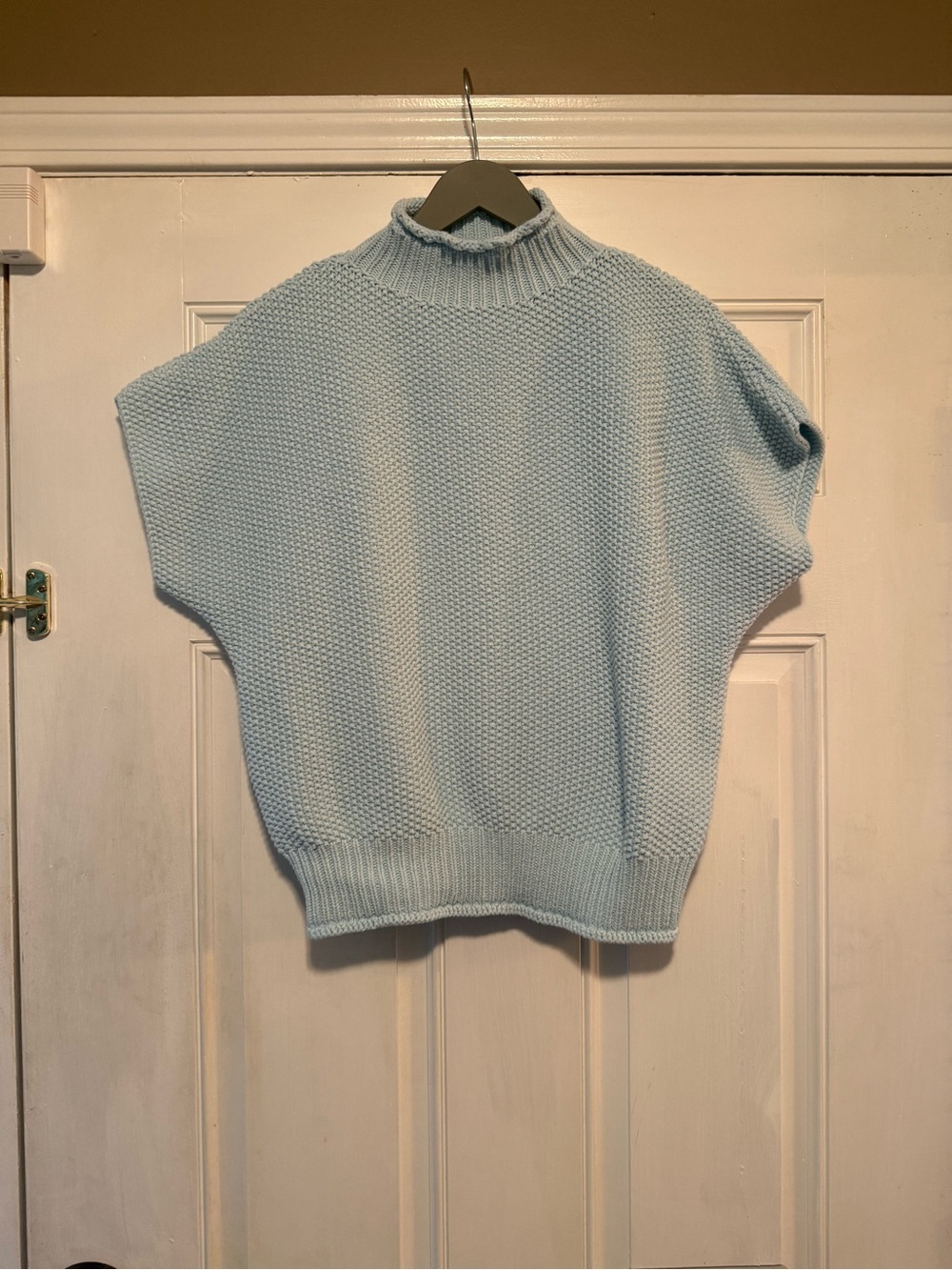 Light Pastel Blue Women's Mock Neck Knit Sweater